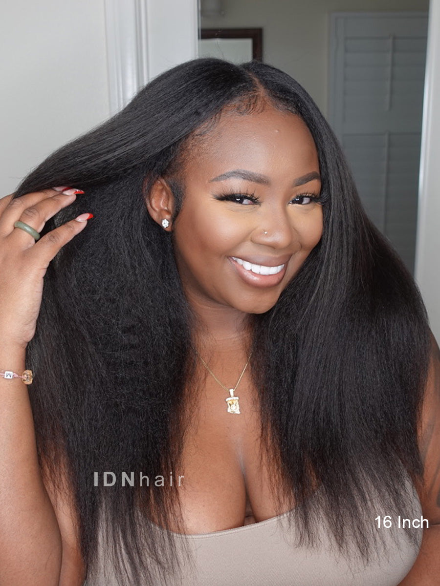 Cora Super Flat Kinky Straight Seamless Clip in Hair Extension Human Hair