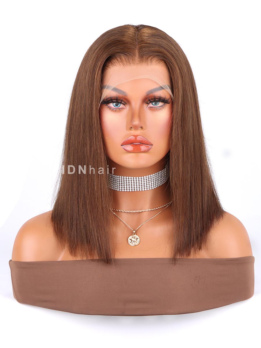 Gina Chocolate Brown Soft Straight Glueless Bob Lace Frontal Wig