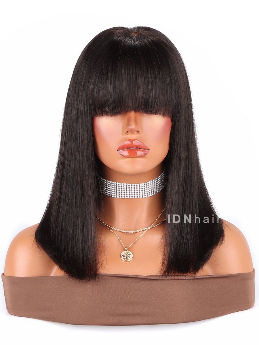 Gracie Glueless  Straight 13X4 Clear Lace Frontal Bob Wig With Bang