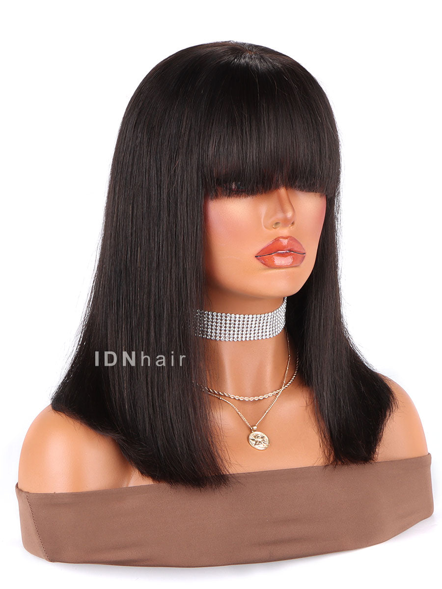 Gracie Glueless  Straight 13X4 Clear Lace Frontal Bob Wig With Bang