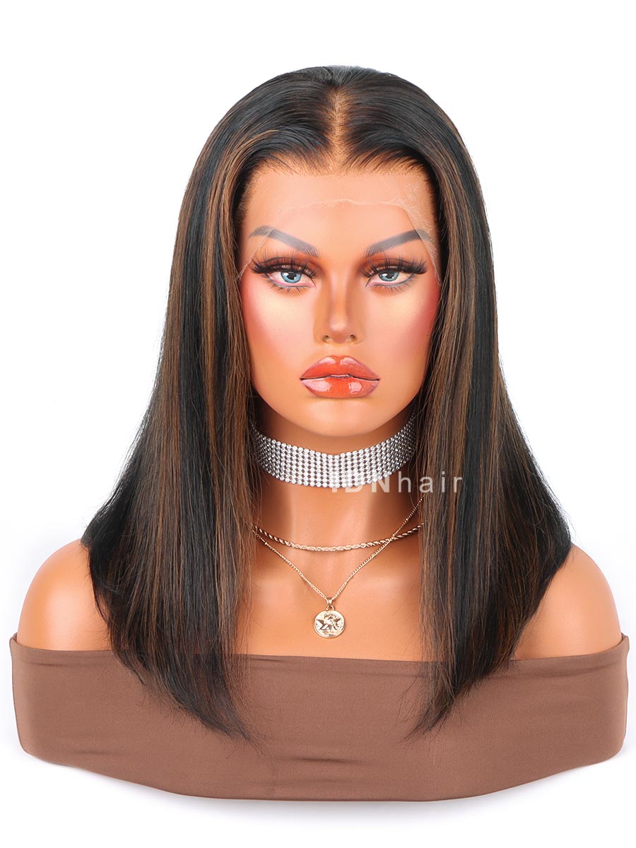 Sale No. 47 Highlight Straight Bob Scalp Knots 13x4 Full Frontal HD Lace Wig
