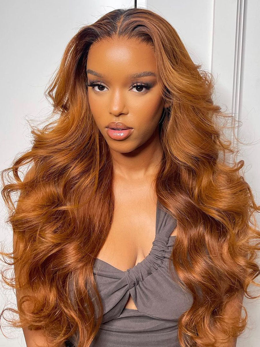 Karen Scottish Ginger Wavy Ultra Invisible Scalp Knots 13X6 Frontal Glueless HD Lace Wig
