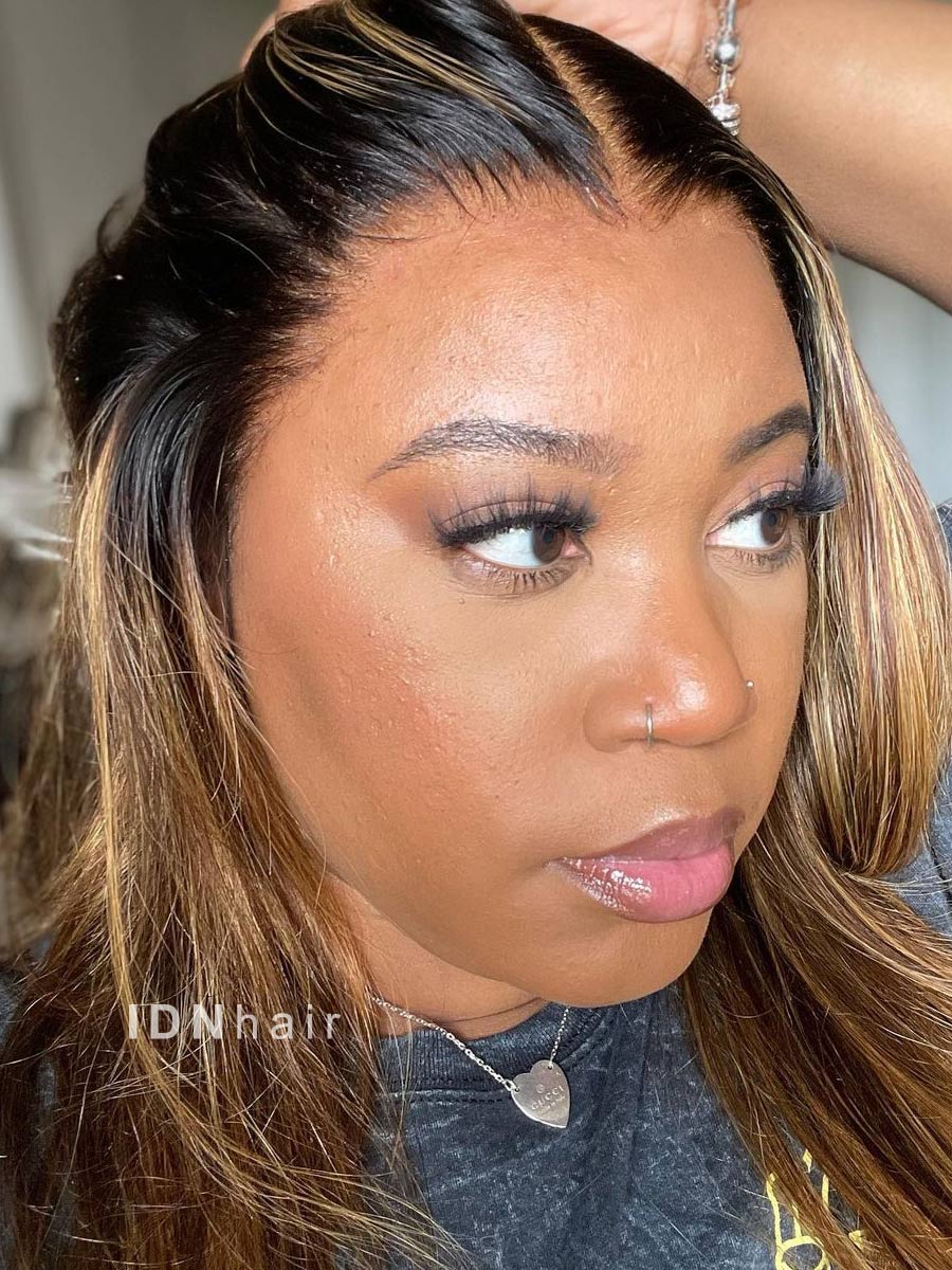 Karlee Glueless Highlight Straight Scalp Knots 13x6 Frontal Melt Skin HD Lace Wig