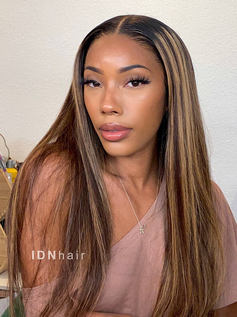Karlee Glueless Highlight Straight Scalp Knots 13x6 Frontal Melt Skin HD Lace Wig