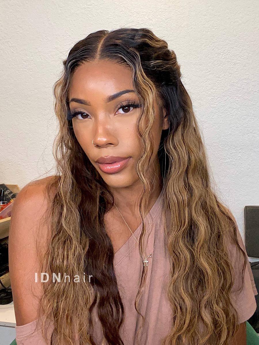 Karlee Glueless Highlight Straight Scalp Knots 13x6 Frontal Melt Skin HD Lace Wig