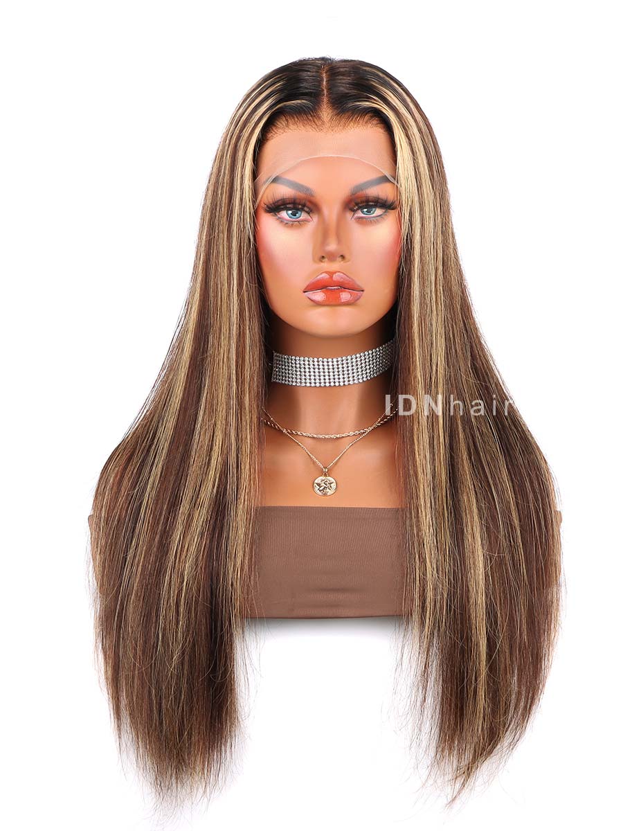 Karlee Glueless Highlight Straight Scalp Knots 13x6 Frontal Melt Skin HD Lace Wig