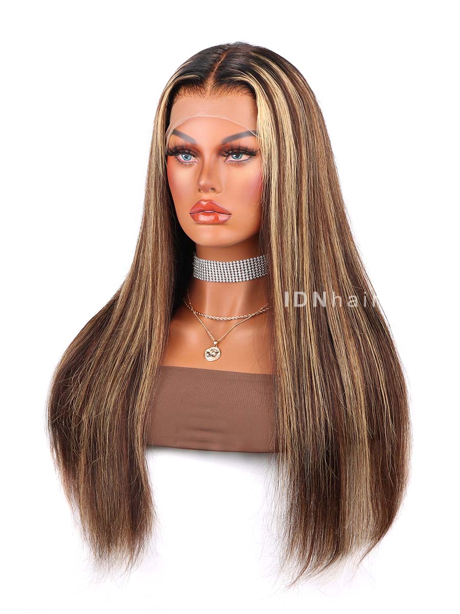 Karlee Glueless Highlight Straight Scalp Knots 13x6 Frontal Melt Skin HD Lace Wig