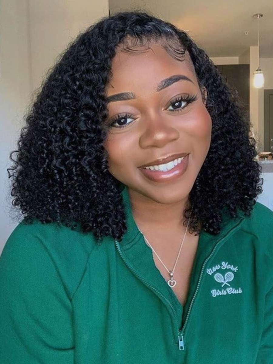 Linnea Curly Bob Wig Human Hair Scalp Knots HD Lace Front