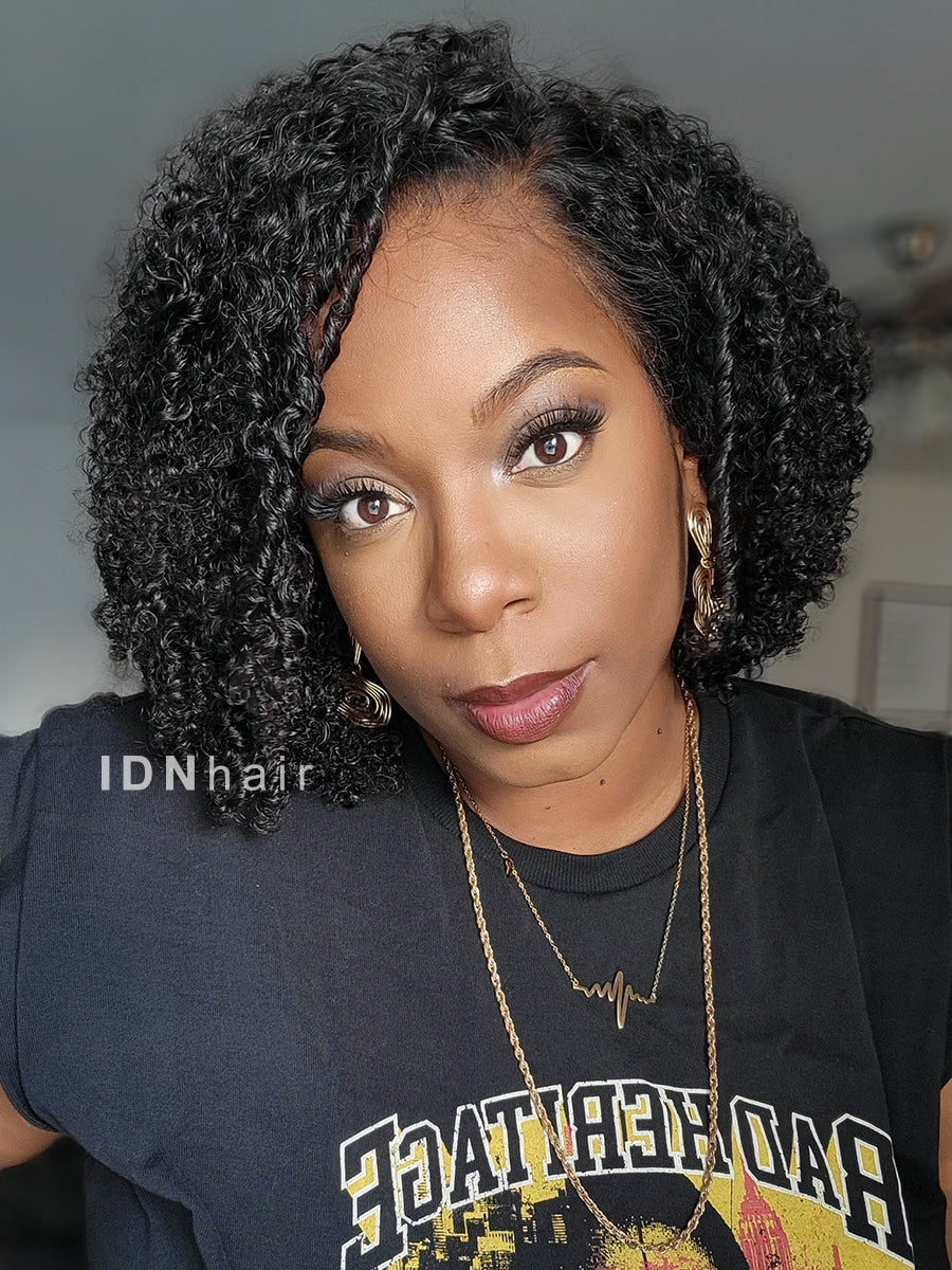 Linnea Curly Bob Wig Human Hair Scalp Knots HD Lace Front