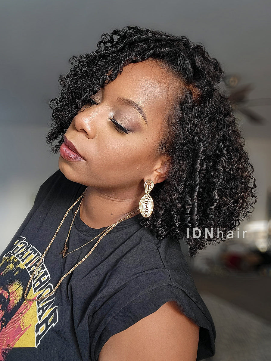 Linnea Curly Bob Wig Human Hair Scalp Knots HD Lace Front