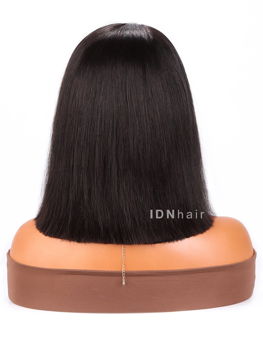 Livia Deep Side Silky Straight Short Bob Scalp Knots Frontal Wig HD Lace
