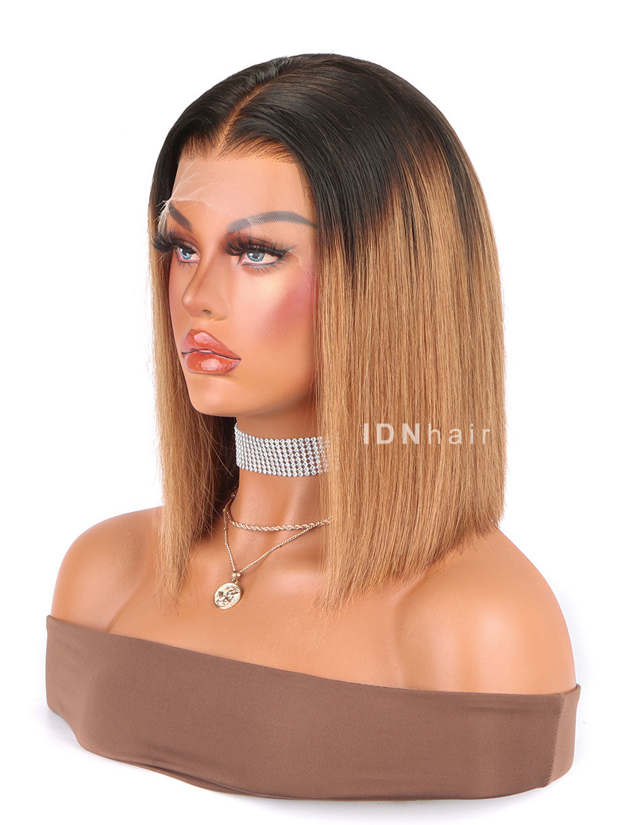 Masie Ombre Brown Silky Straight Bob Scalp Knots 13x6 Frontal HD Lace Wig