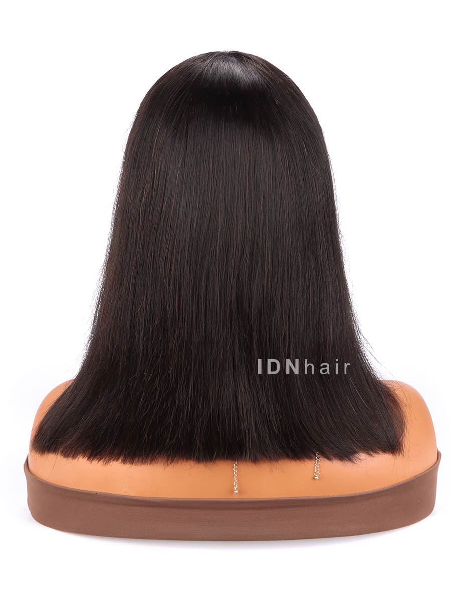 Mature Straight Bob Scalp Knots Frontal Wig Glueless HD Lace Human Hair