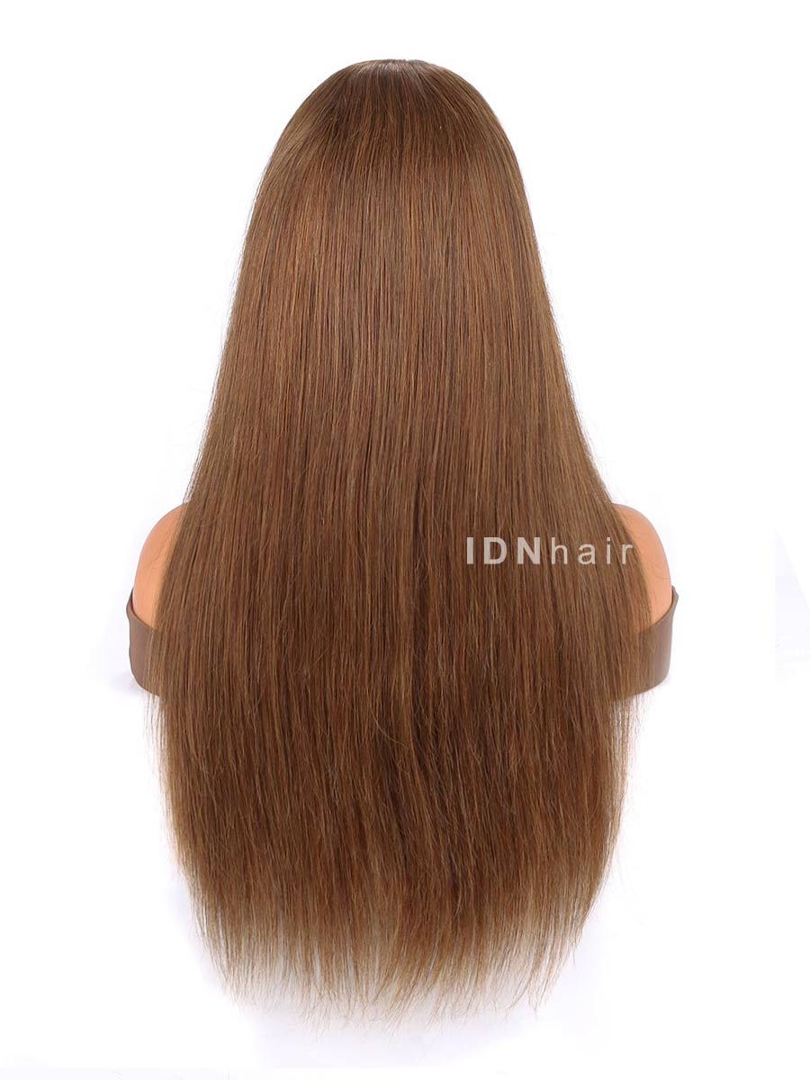 Norene Honey Brown Long Silky Straight Glueless 13x4 Frontal Lace Wig