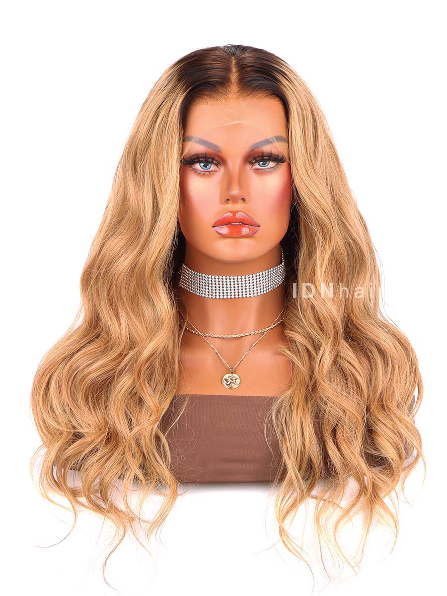 Olga Super Fashion Ombre Blonde Vietnamese Wavy Human Hair Wig HD Lace Wig