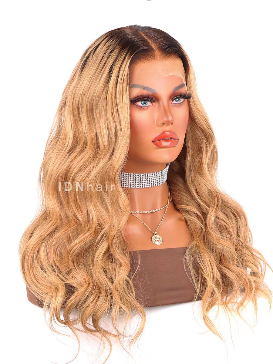 Olga Super Fashion Ombre Blonde Vietnamese Wavy Human Hair Wig HD Lace Wig