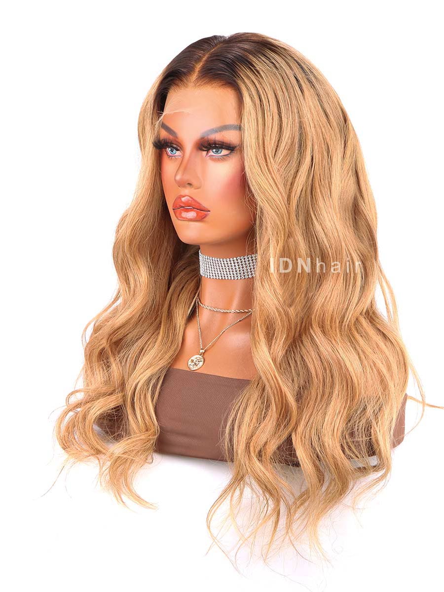 Olga Super Fashion Ombre Blonde Vietnamese Wavy Human Hair Wig HD Lace Wig