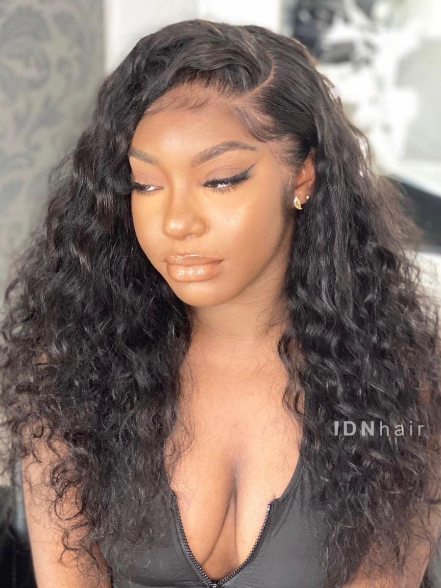 Sale No.45 Glueless Beach Wave Scalp Knots 13X4 Full Frontal Wig HD Lace