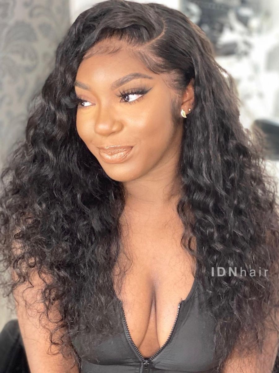 Sale No.45 Glueless Beach Wave Scalp Knots 13X4 Full Frontal Wig HD Lace