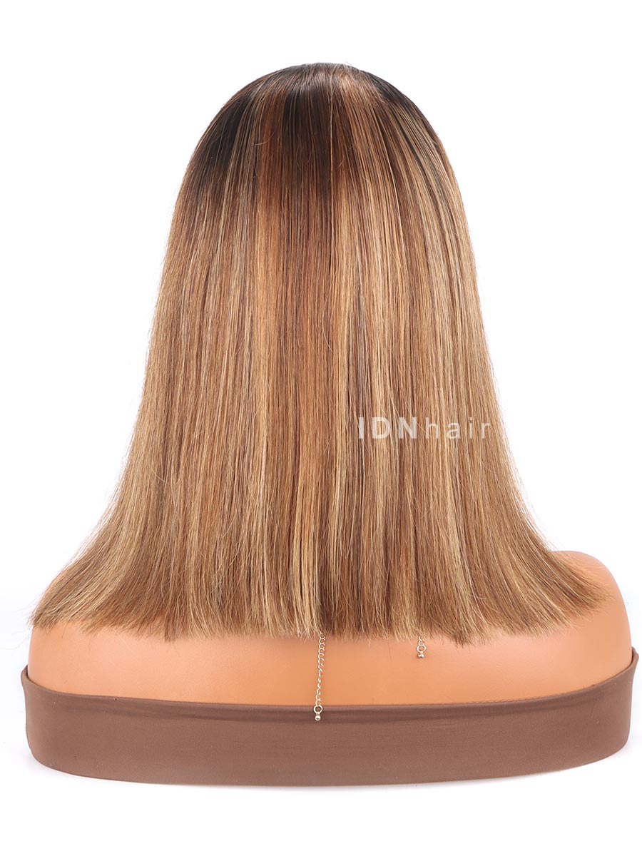 Pisces Seamless Scalp Knots Highlight Brown Glueless 13X6 HD Bob Lace Wig