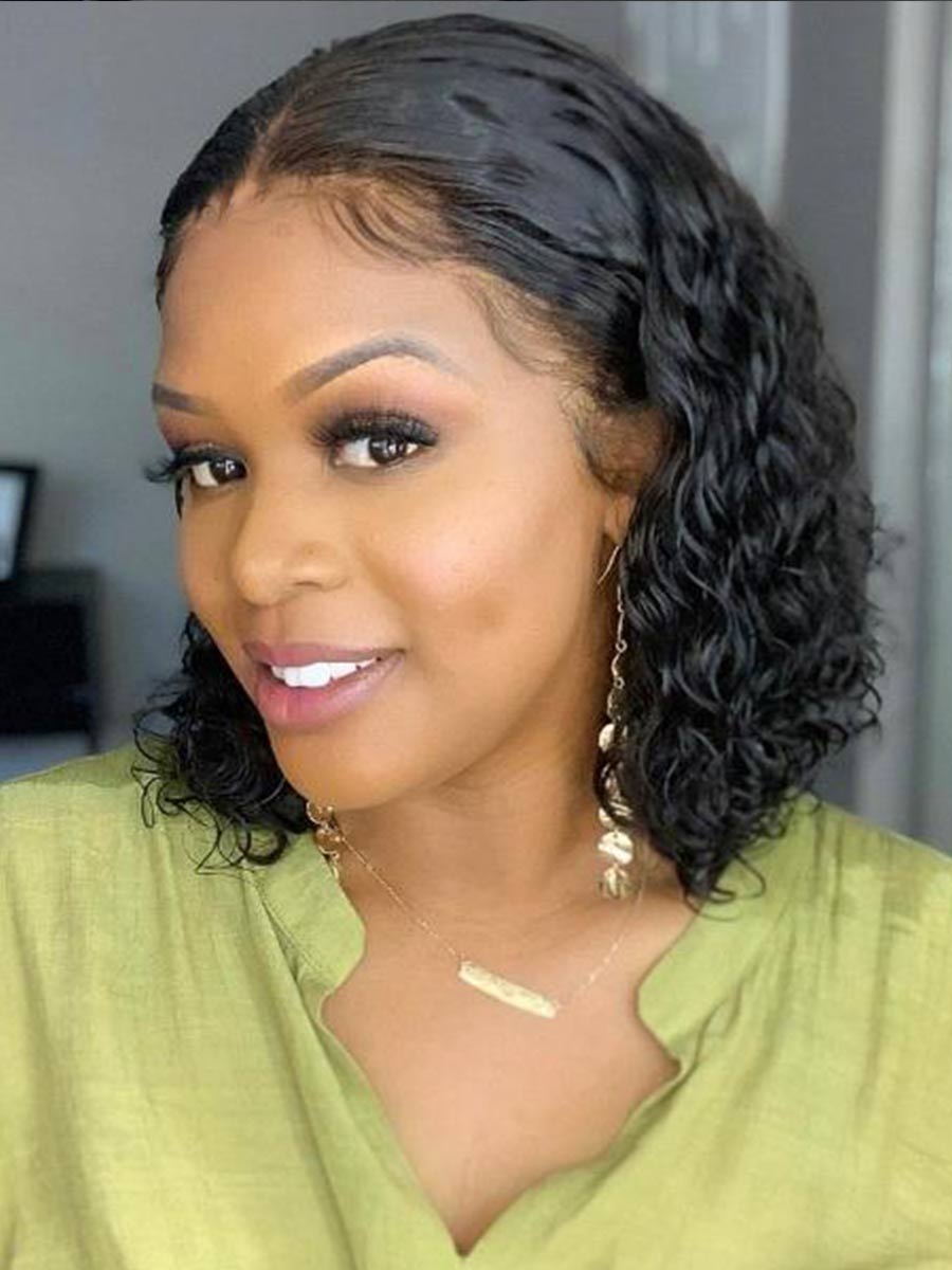 Semi Glueless Natural Wave Frontal Lace Bob Wig Virgin Hair