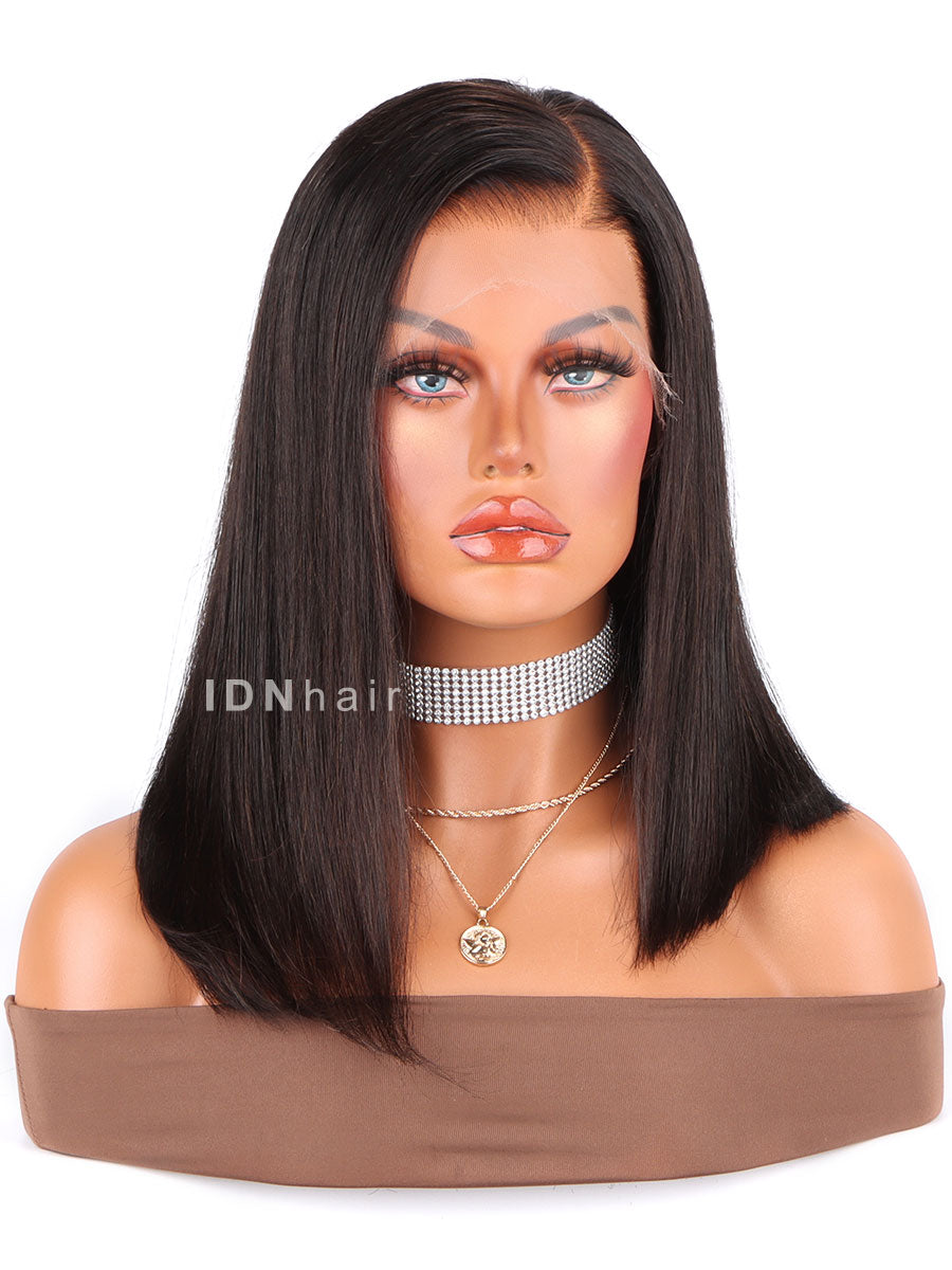Sharon Silky Straight Asymmetrical Bob Lace Front Wigs with Side Part HD Wig