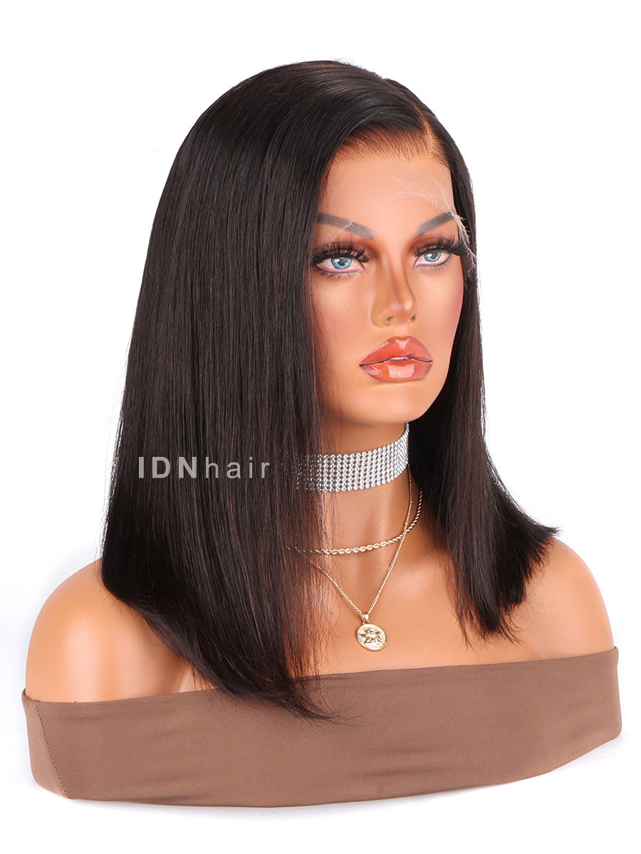 Sharon Silky Straight Asymmetrical Bob Lace Front Wigs with Side Part HD Wig