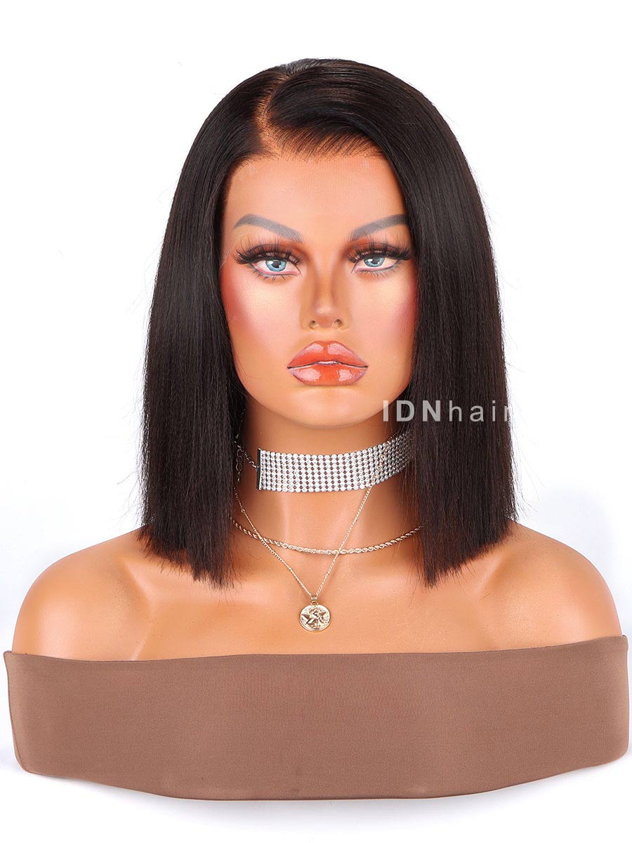 Helble 10in Short Yaki Straight Bob Scalp Knots 13x6 Frontal HD Lace Wig
