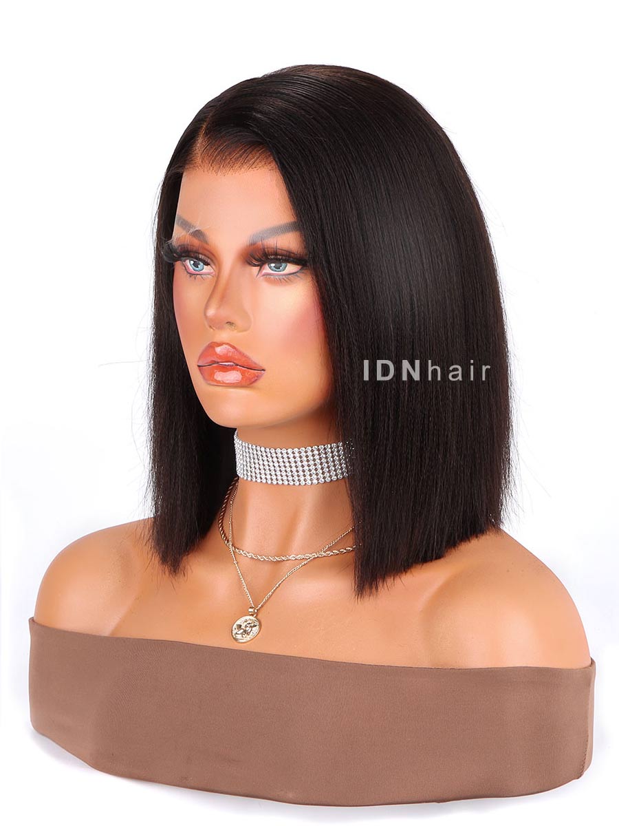 Helble 10in Short Yaki Straight Bob Scalp Knots 13x6 Frontal HD Lace Wig