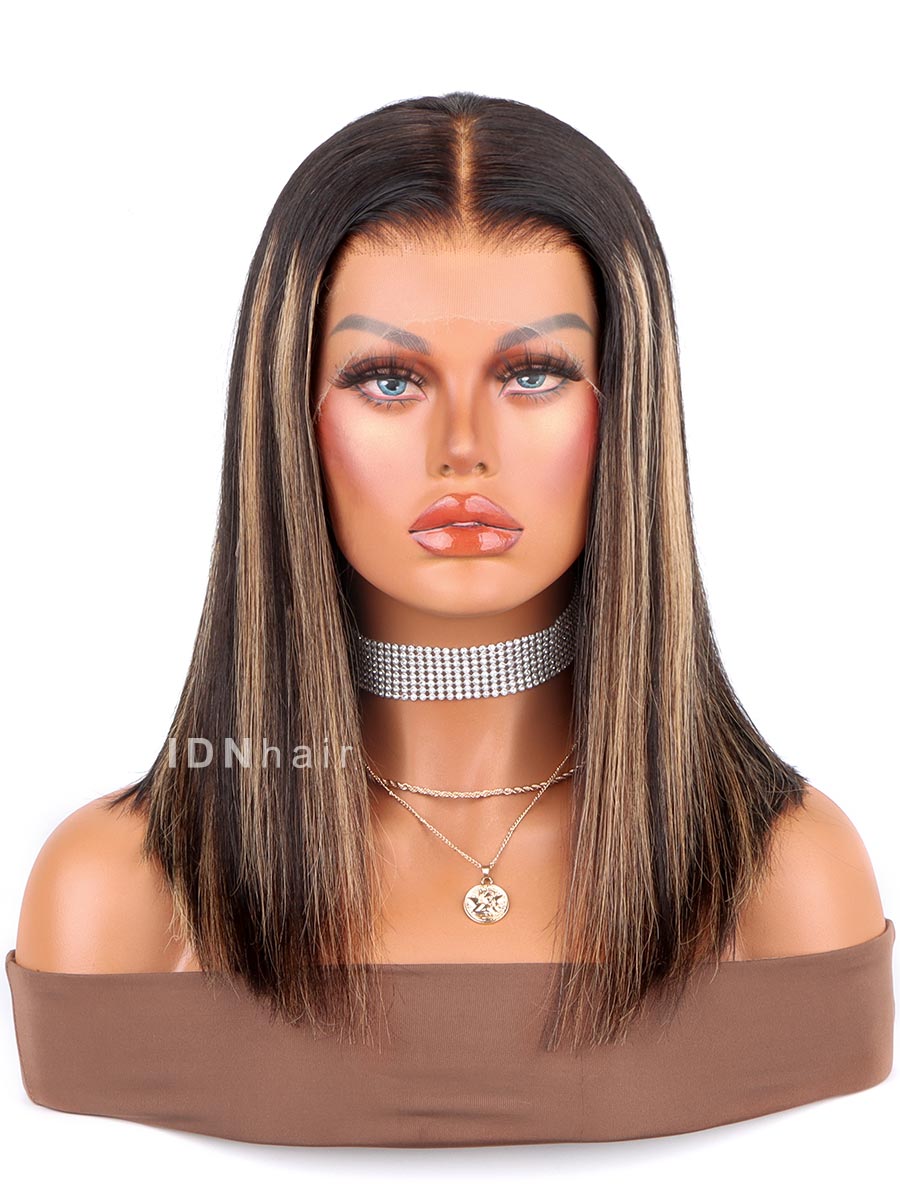 Vita Glueless Highlight Brown Bob Skin Melt HD Lace Wig