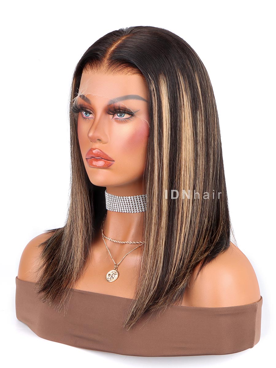 Vita Glueless Highlight Brown Bob Skin Melt HD Lace Wig