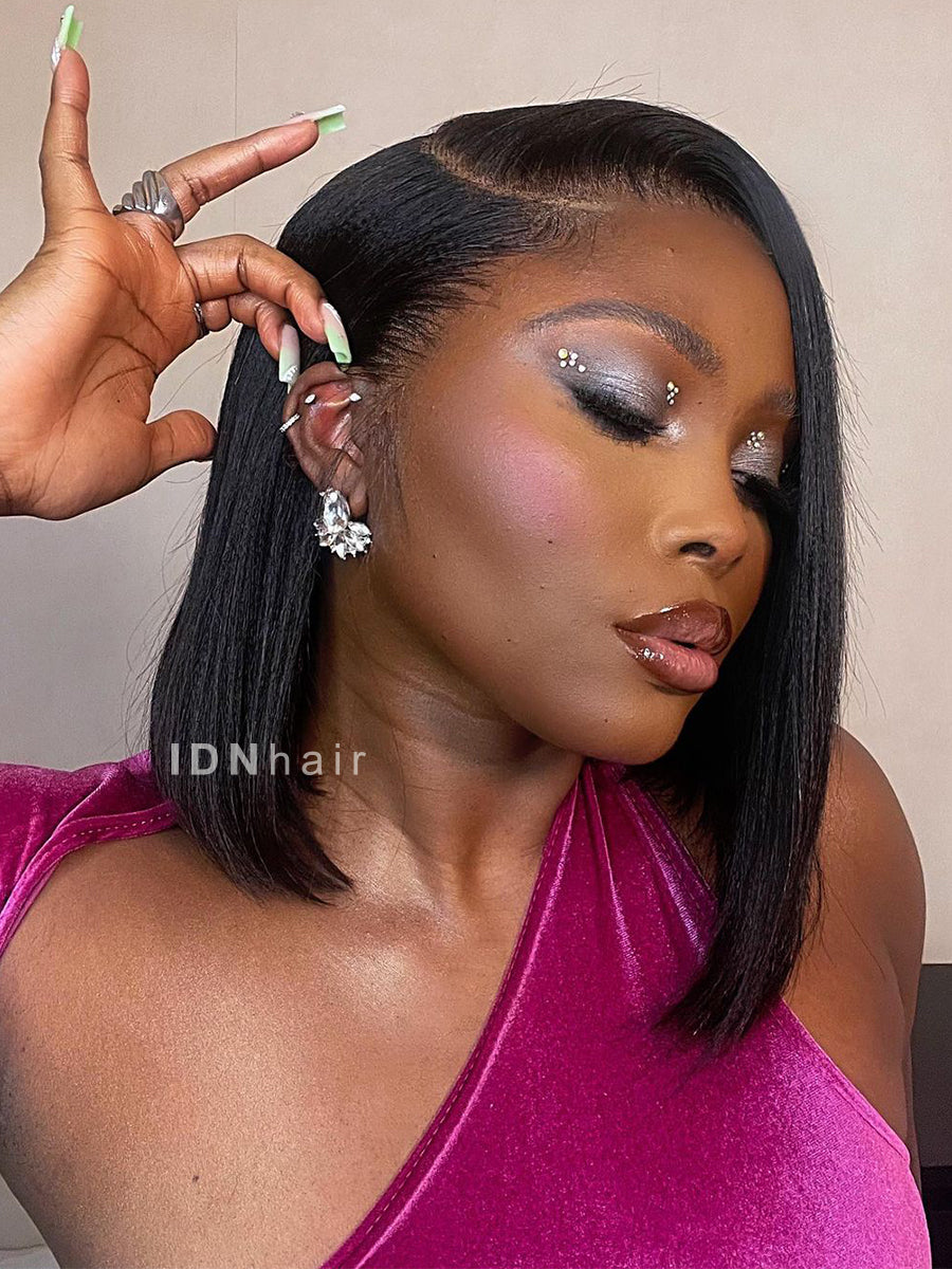 Helble 10in Short Yaki Straight Bob Scalp Knots 13x6 Frontal HD Lace Wig