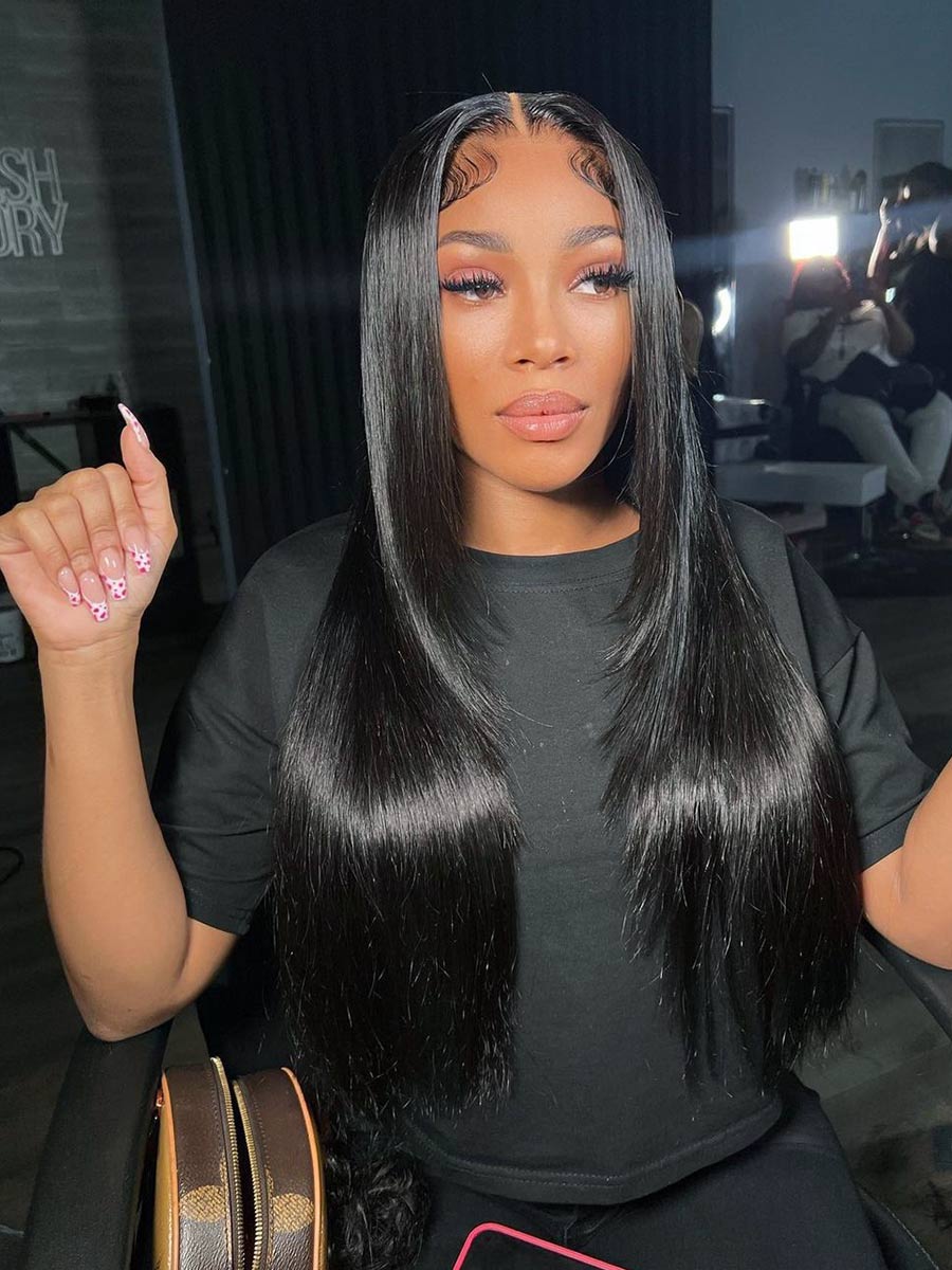 Imari Layered Straight Scalp Knots Glueless 13x4 Full Frontal HD Lace Wig