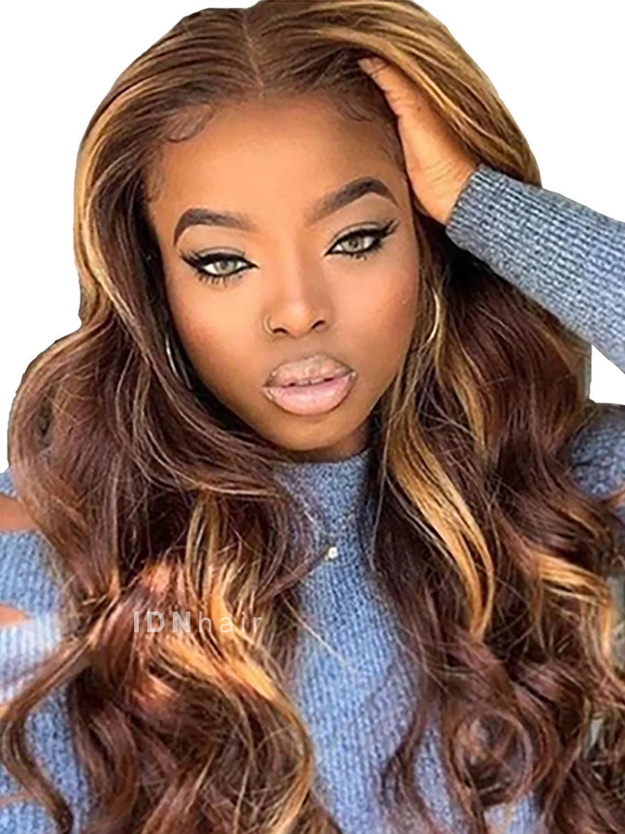 Lolly Blonde Highlight Wavy HD Frontal Lace Wig Rich Girl Hair