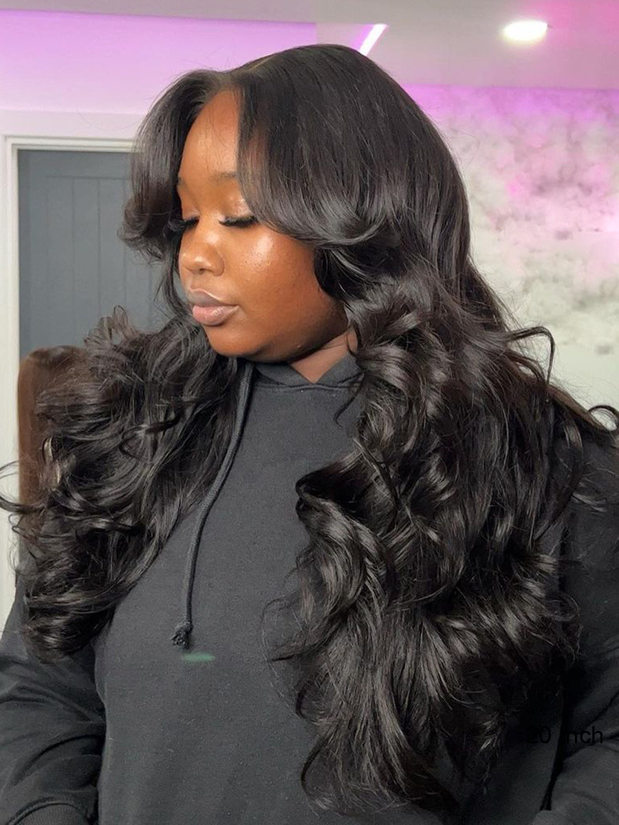 Van Curtain Bang Front HD Lace Wig Invisible Scalp Knots Sexy Wavy Wig