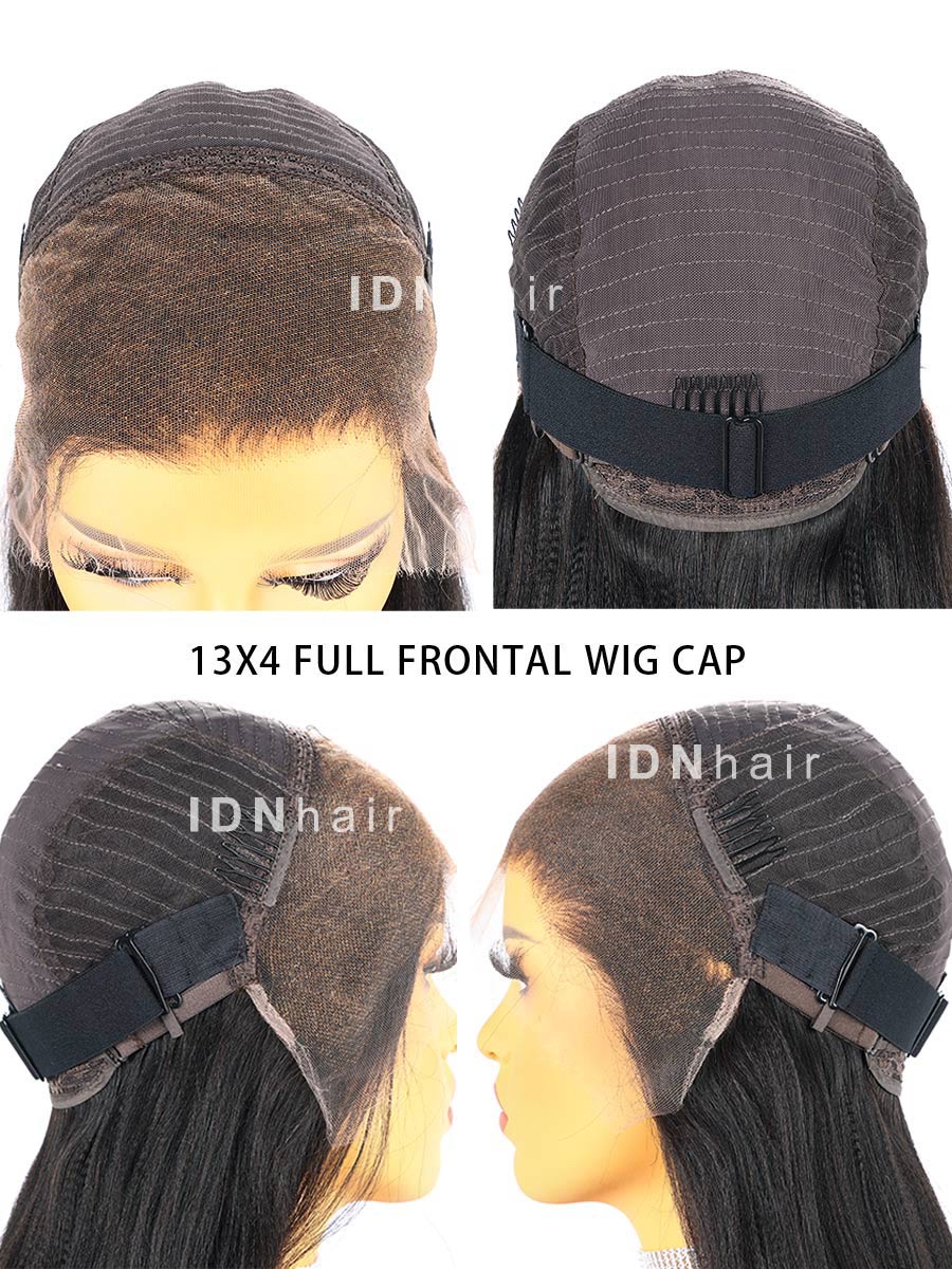 Pray Highlight Brown Yaki Straight Glueless Human Hair Lace Front Wig