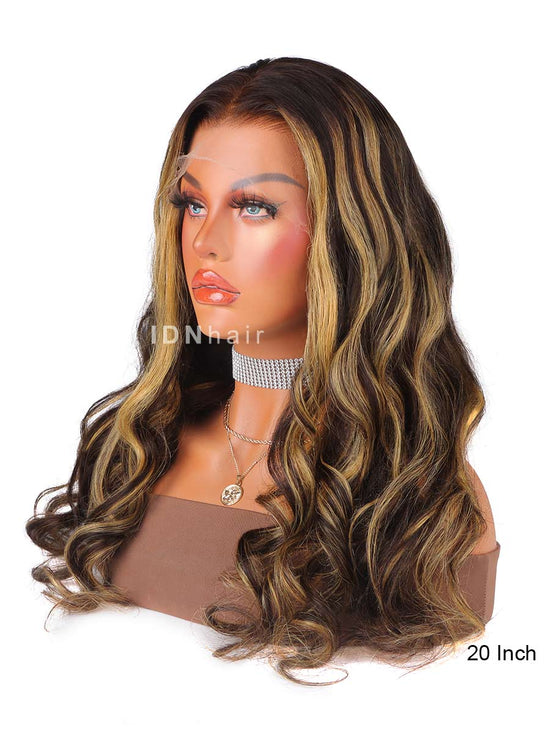 Glinda Blonde Highlight Body Wave 13x4 Frontal HD Lace Wig Human Hair