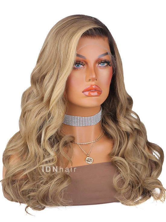 Diorr Ombre Blonde Wavy HD Front Lace Wig 100% Human Rich Girl Hair