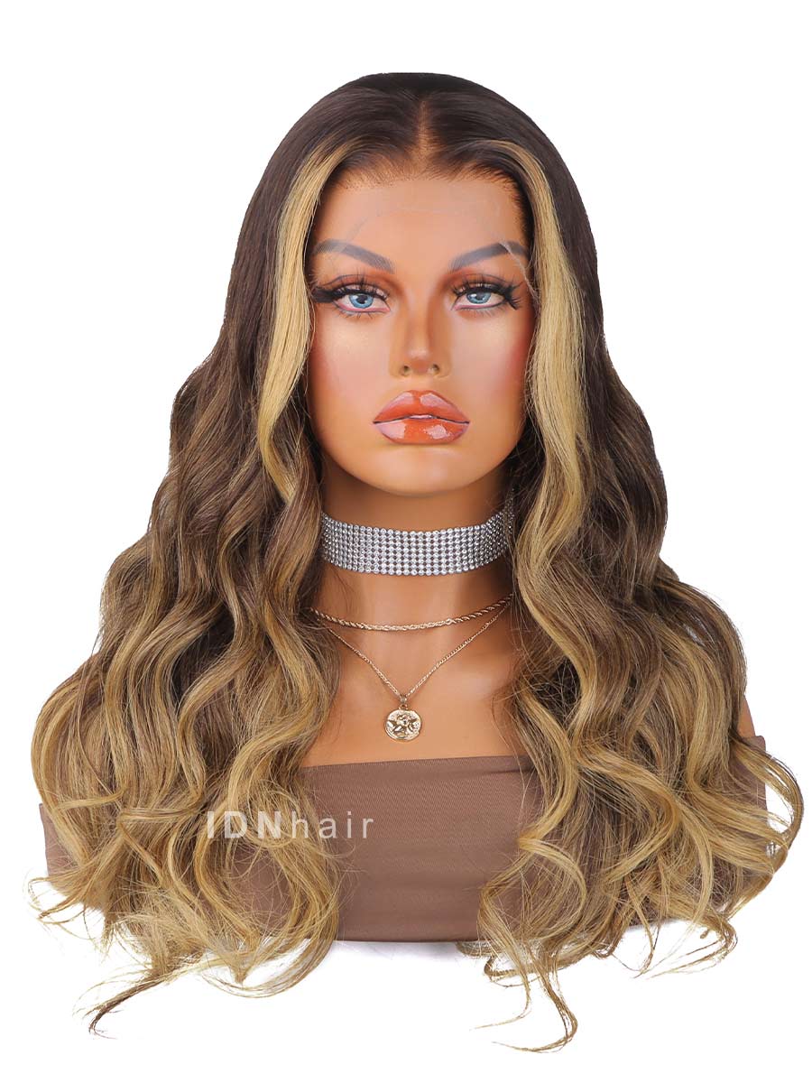 Load image into Gallery viewer, Vida Ombre Balayage Brown Wavy HD Front Lace Wig Rich Girl Hair
