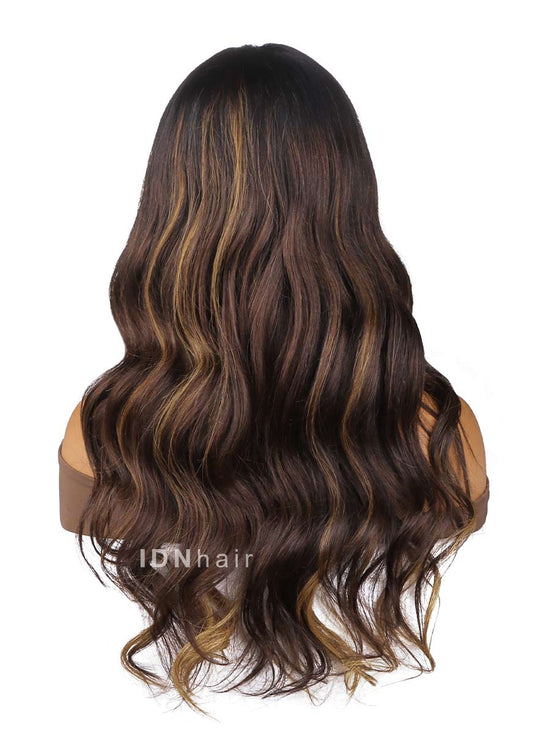 Danii Ombre HIghlight Dark Brown Wavy HD Front Lace Wig Rich Girl Hair
