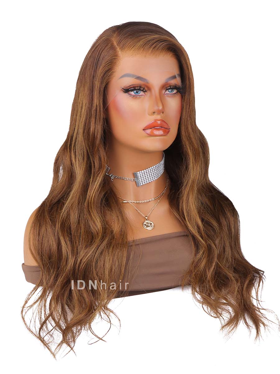 Audrey Ombre Honey Brown Body Wave HD Front Lace Wig 100% Human Rich Girl Hair