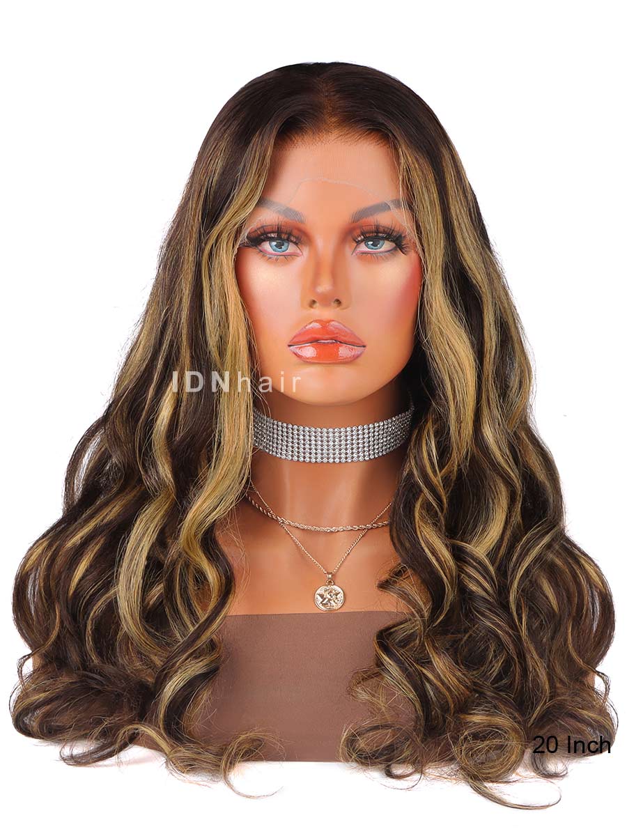 Glinda Blonde Highlight Body Wave 13x4 Frontal HD Lace Wig Human Hair