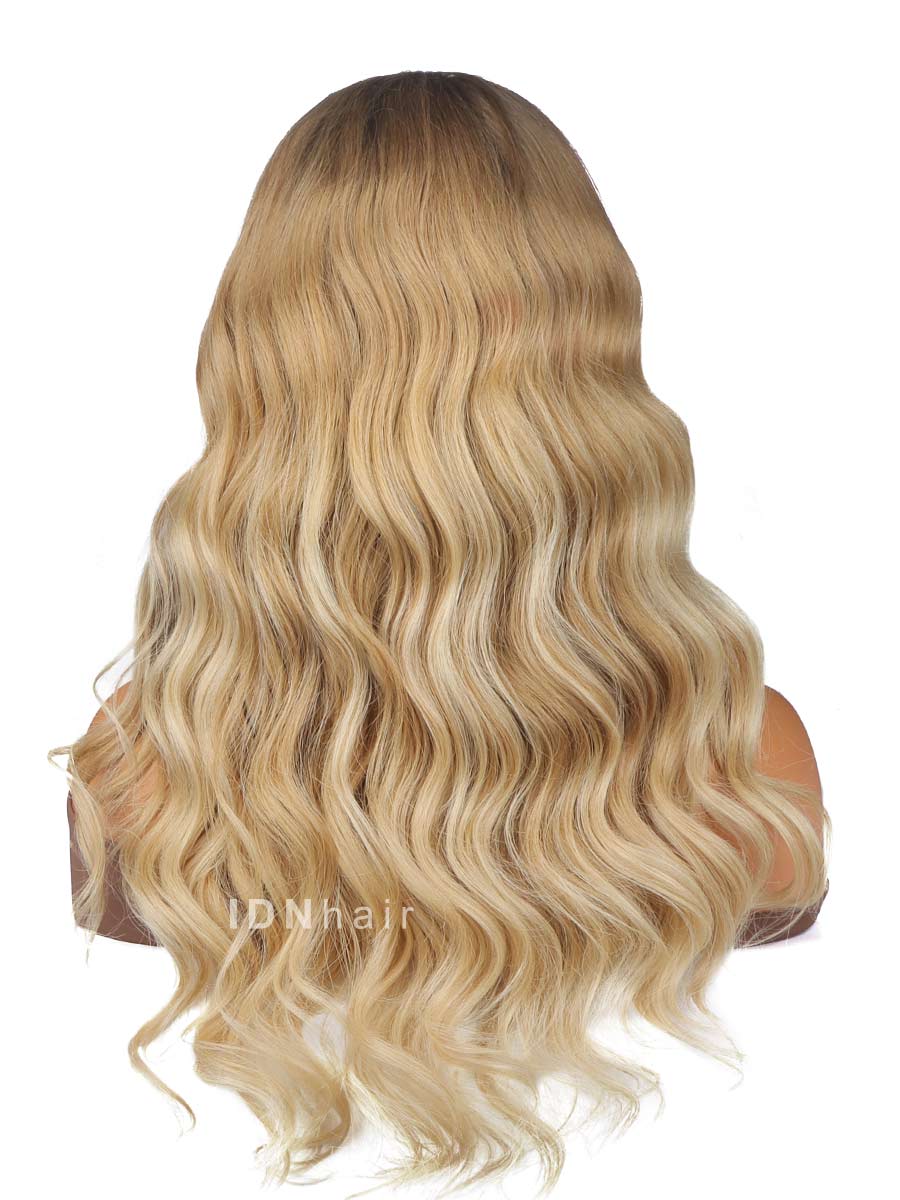 Load image into Gallery viewer, Marigold Ombre Blonde Body Wave HD Front Lace Wig 100% Human Rich Girl Hair
