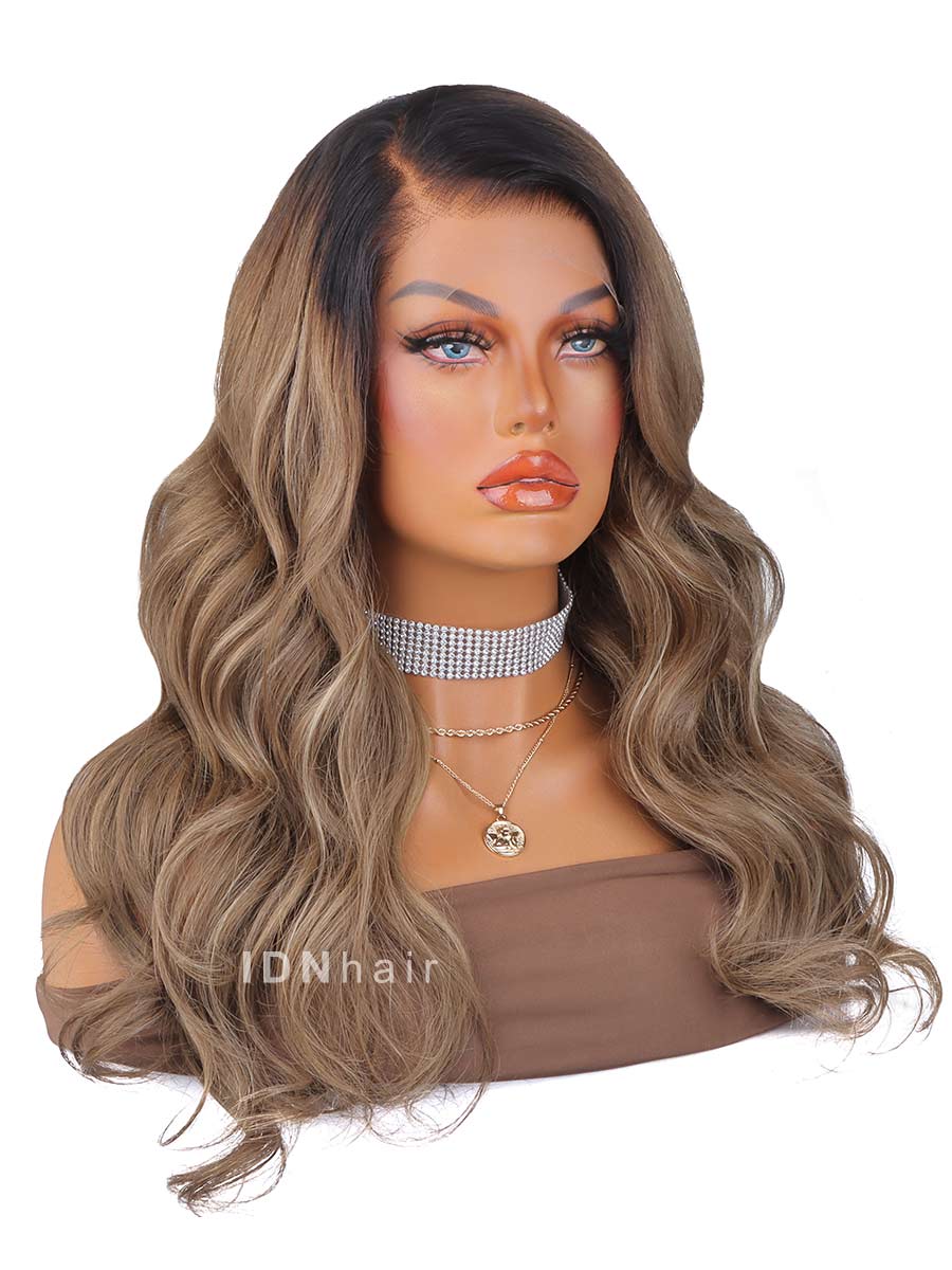 Load image into Gallery viewer, Joyce Wavy Ombre HD Front Lace Wig 100% Human Rich Girl Hair
