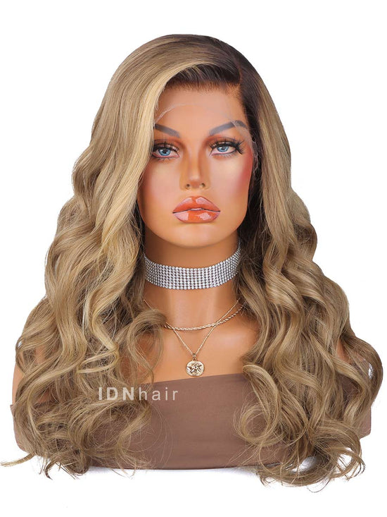 Diorr Ombre Blonde Wavy HD Front Lace Wig 100% Human Rich Girl Hair