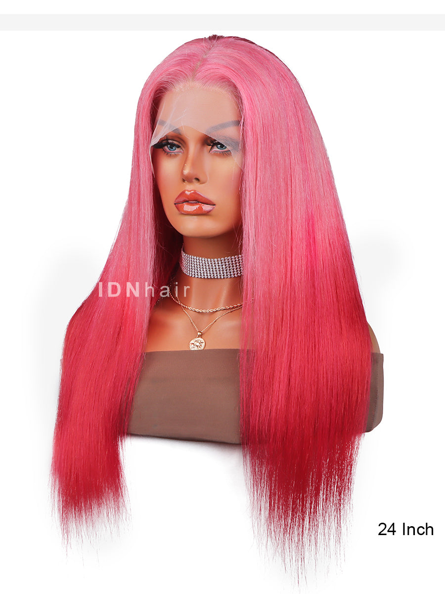 Layla Ombre Pink CardiB Silky Straight 13x4 Front Human Hair Wig