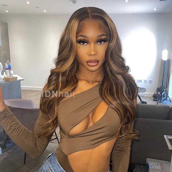 Long straight highlights lace wig