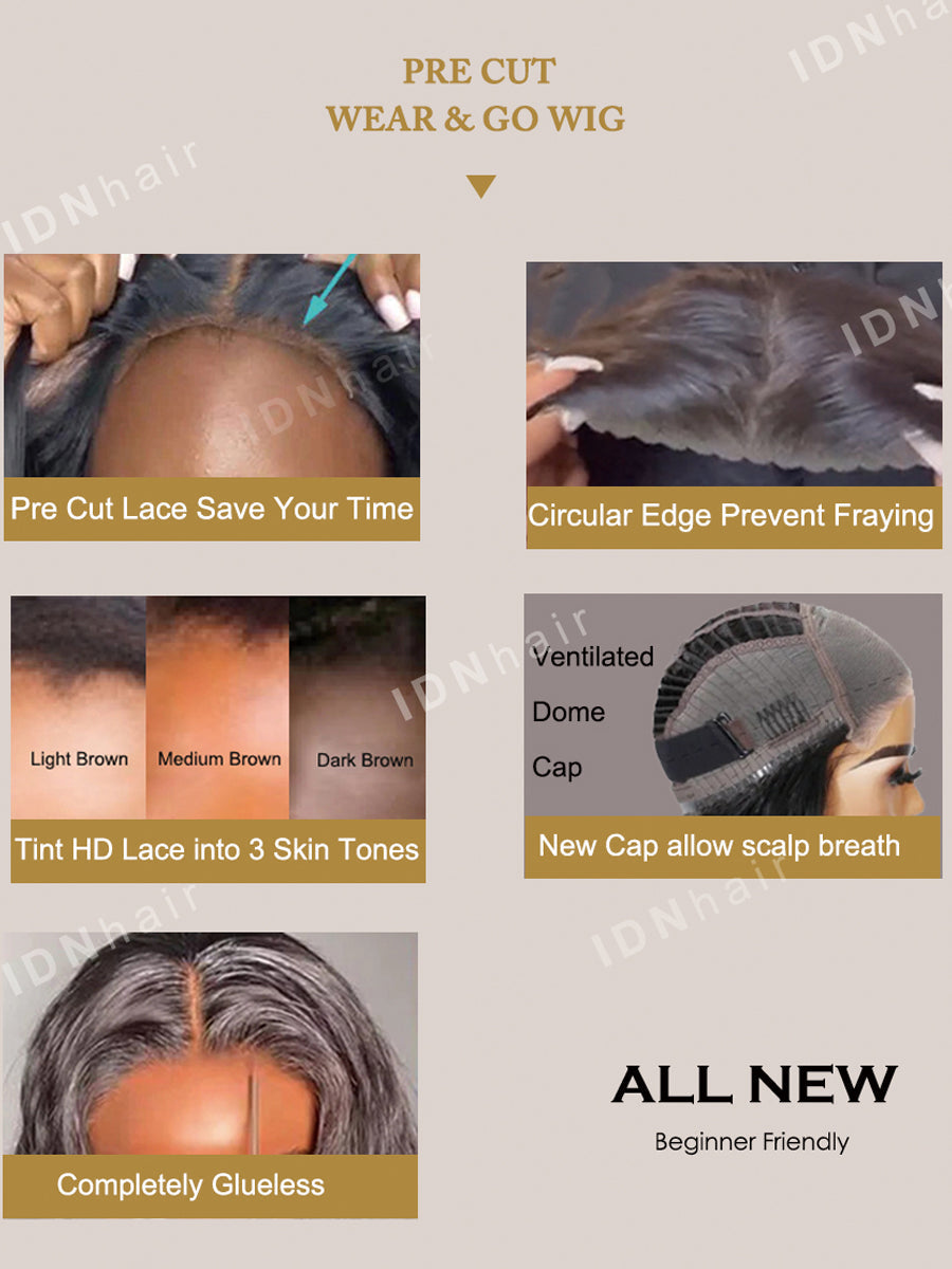 Ruth Kinky Straight 4C Edges 5x5 Closure Wear & Go Pre Cut Wig 100% Human Hair Super Fine
