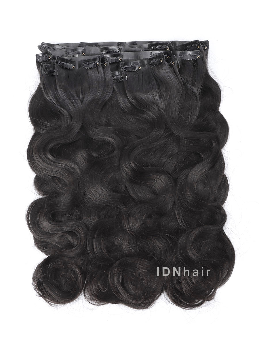 Load image into Gallery viewer, Isabel Body Wave Super Flat Seamless Paper Thin Clip in Hair Extension Human Hair Black Women
