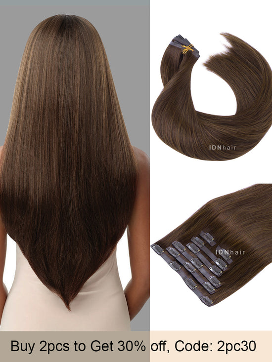 Mollie Light Brown New Seamless Tape-in Clip ins Human Hair Extension for Black Women